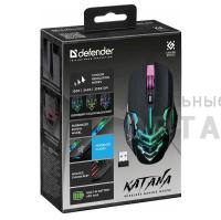 Беспроводная игровая мышь DEFENDER Katana GM-511, 6 кнопок,3200dpi,400мАч, черный (1/60)