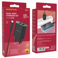 СЗУ Borofone BN2, 2.1A, кабель USB to Micro, черный