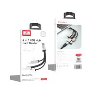 USB-концентратор Earldom ET-HUB16A, 4 гнезда, USB, USB 3.0, USB 2.0, TF/SD карта, черный