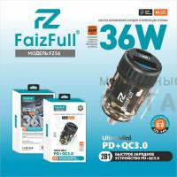АЗУ блок питания FaizFull FZ56 36W PD+QC3.0  VOOC поддержка (Ultra mini прозрачный корпус)