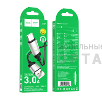 Кабель USB to Type-C HOCO X117 Star, 1m, 3A,  черный, серая вставка