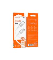 Кабель Type-C to Type-C Borofone BX101 Creator, 1m, 3A, 60W, черный, серая вставка