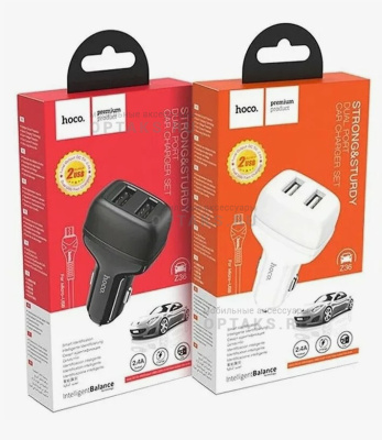 АЗУ HOCO Z36, 2.4A, кабель USB to Micro,  белый