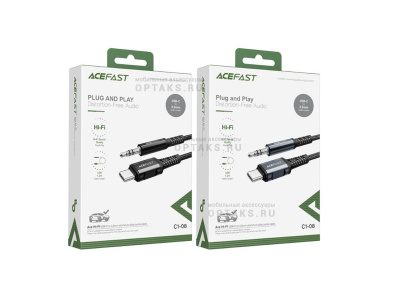 Кабель AUX Type-C (m)-Jack 3,5mm(m), ACEFAST C1-08, 1.2м, черный